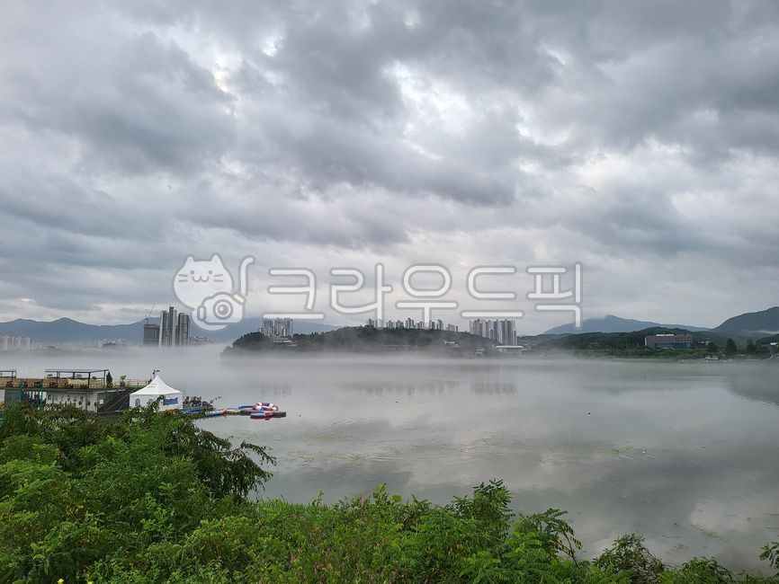 먹그름,물안개,호수,안개,물,강,감성