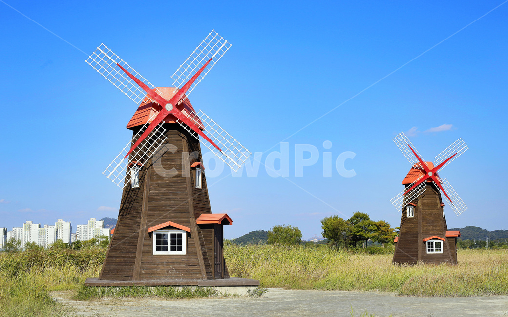 풍차,갈대밭,가을,하늘,들판,건축물,건물외관,exterior,building,structure,architecture,construction