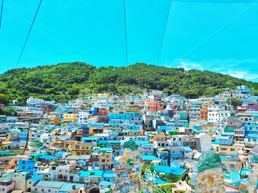 부산,하늘,집,감천문화마을,파랑하늘,도시,풍경,city,landscape,한국도시풍경,한국도시경관,korea cityscape