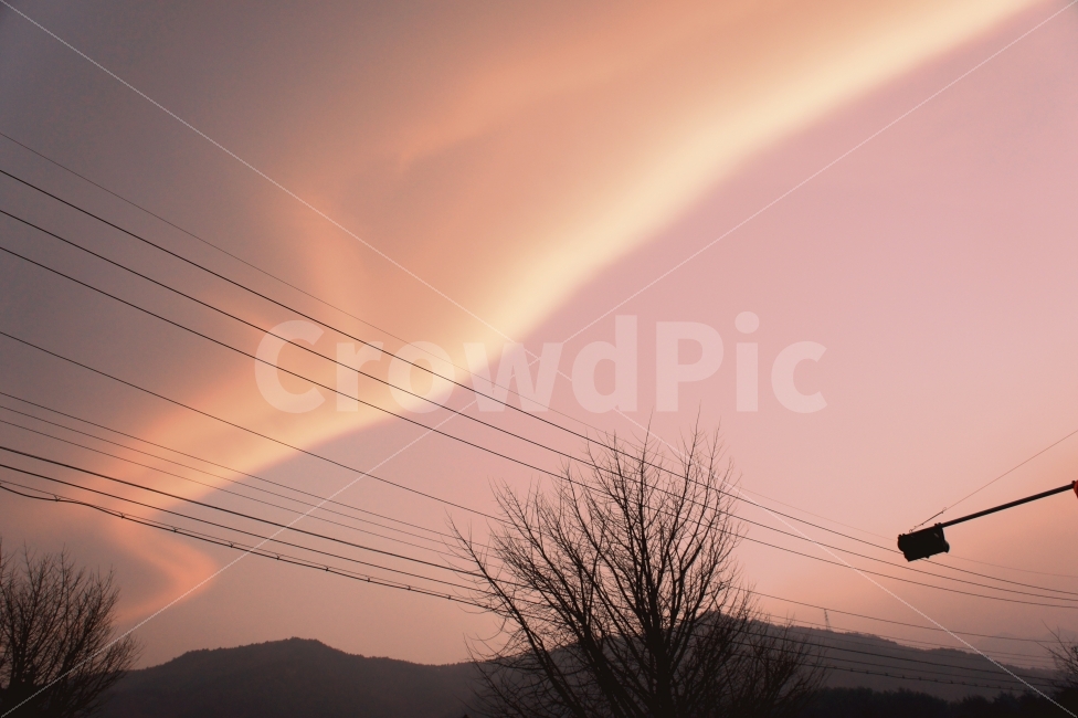 하늘,노을,풍경,겨울,구름,자연,풍경,nature,landscape,색깔,색상,색채,색감,color sense,color sensitivity,feeling of color,cable,케이블,power lines,전력선