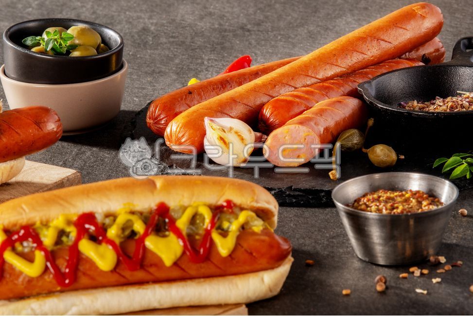 핫도그,패스트푸드,소시지,빵,맛있는,식사,바비큐,음식,케첩,겨자,샌드위치,소스,간식,수제