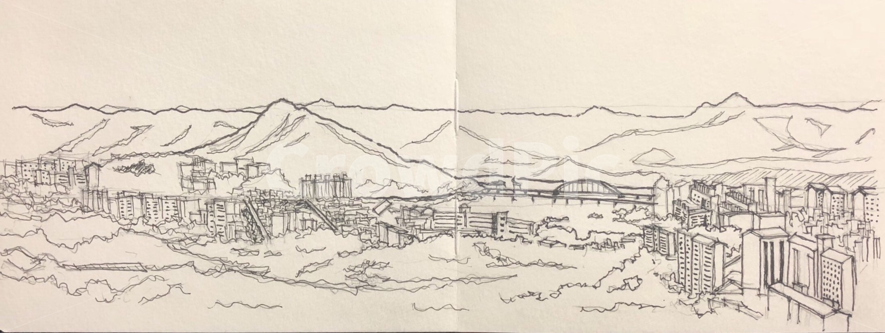경관,춘천,어반스케치,봉의산,소양강,도시,풍경,city,landscape,예술,art