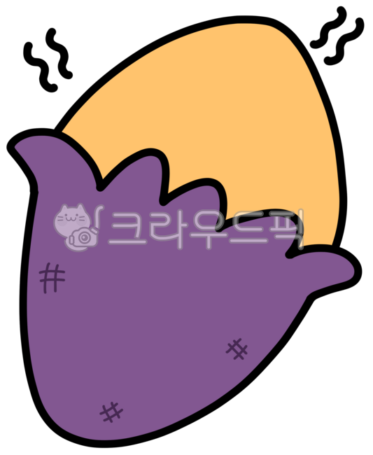 귀여운,미소,노랑,보라,고구마,캐릭터,그림,일러스트
