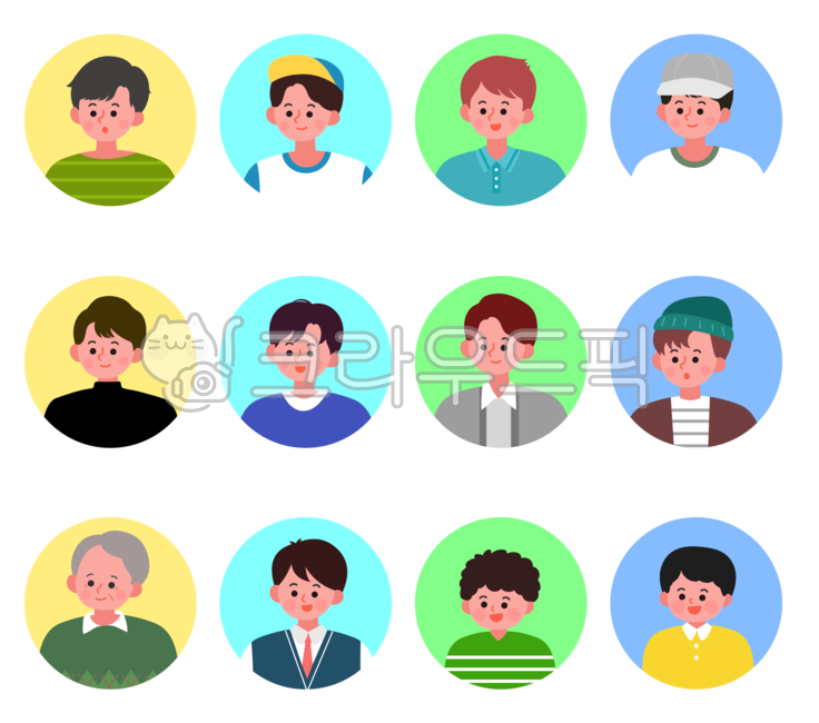 set,expression,profile,boys,boy,face,children,old age,person,hair style,Adult,grandfather,illustration,vector,man,circle,fashion