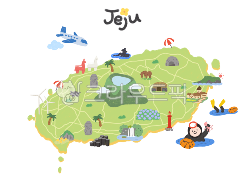 제주도일러스트,제주도png,제주도,제주특별자치도,제주,jeju,해녀,삼방산,성산일출봉,제주도관광,돌하르방,섭지코지,관광지,제주도관광지,한라산,제주일러스트,손그림,제주png,비행기,등대,흑돼지,천지연폭포,만장굴,섬,수국