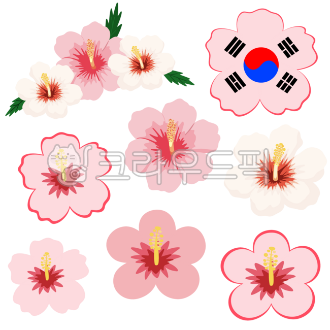 Rose of Sharon,Korean flower,Republic of Korea flower,flower,our national flower,Taegeukgi,our national flag,Korean flag,Republic of Korea flag,national flag