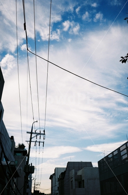 하늘,구름,전선,자연,풍경,파란색,nature,landscape,blue,sky,filmphotography,감성,도시,풍경,city,landscape,감성,sensible,feeling