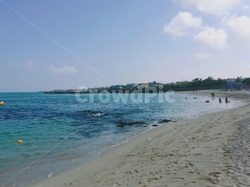 제주도,해변,협재해수욕장,파도,푸른빛,에메랄드색