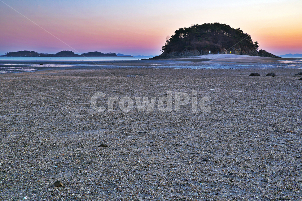 선재도,일몰,석양,목섬,저녁놀,바다,갯벌,썰물,서해,자연,풍경,nature,landscape