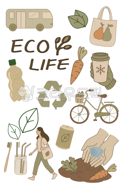 Zero waste,lifestyle,illustration set,eco icon,recycling,nature,slow life,emotion,eco,eco-friendly collection,paper texture