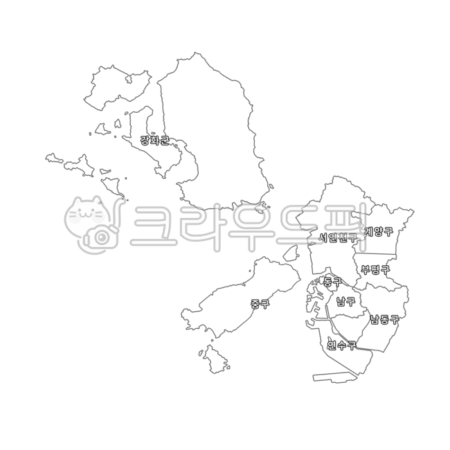 인천광역시,인천,행정구역,행정구역지도,지도,백지도,우리나라,대한민국,한국,강화도,영종도,강화군,중구,서인천구,계양구,부평구,동구,남구,남동구,연수구,청라,계양,부평,map