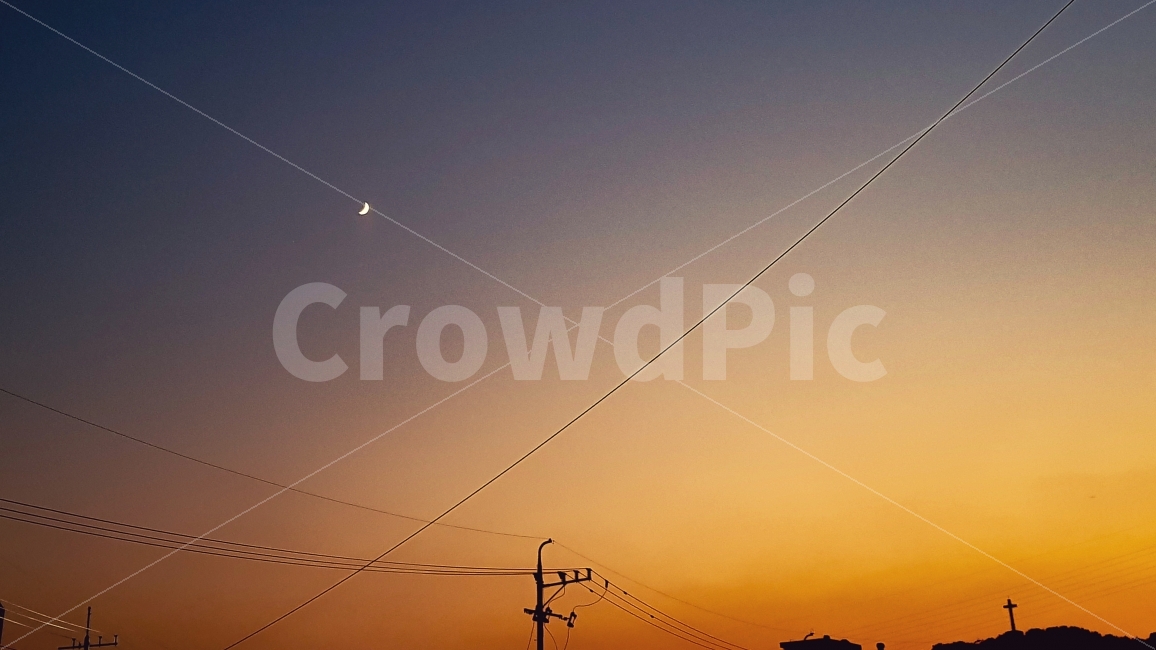 석양,달,십자가,전깃줄,가을,korea,sunset,moon,cross,자연,풍경,nature,landscape,야경,밤,nightscape,night