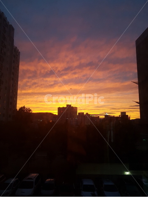 노을,석양,하늘,저녁,구름,풍경,도시