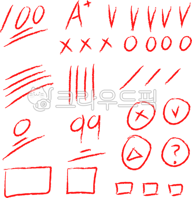 빨강, 빨간색, 채점, 100점, a, 사진,이미지,일러스트,캘리그라피 - Photoman작가