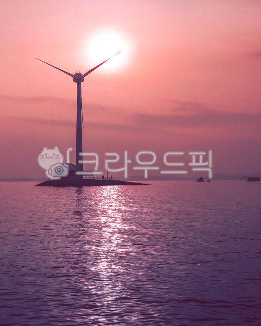 바다,노을,풍력발전기,바람개비,풍차,보라색,sea,ocean,sunset