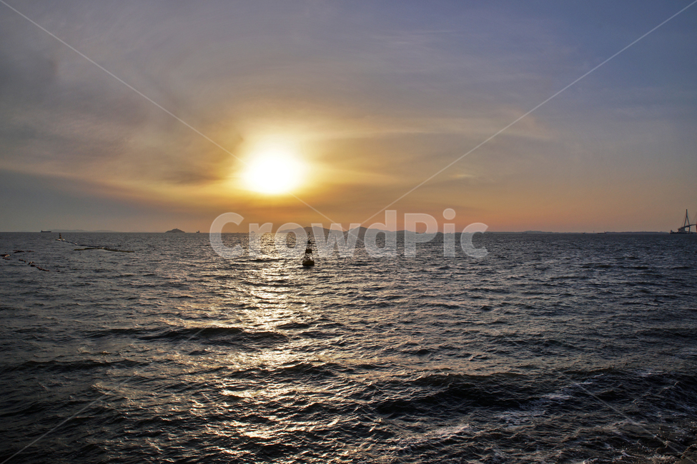 부표,항로유도,항로유도부표,바다,인천,위험표시,일몰,석양,노을