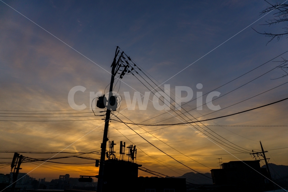 노을,전봇대,하늘,저녁,전신주,이화동,도시,풍경,city,landscape,실루엣,그림자,silhouette,shadow,power lines,전력선,cable,케이블