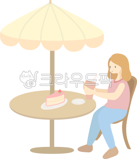 카페,커피,앉아있는,여성,카페일러스트,스티커