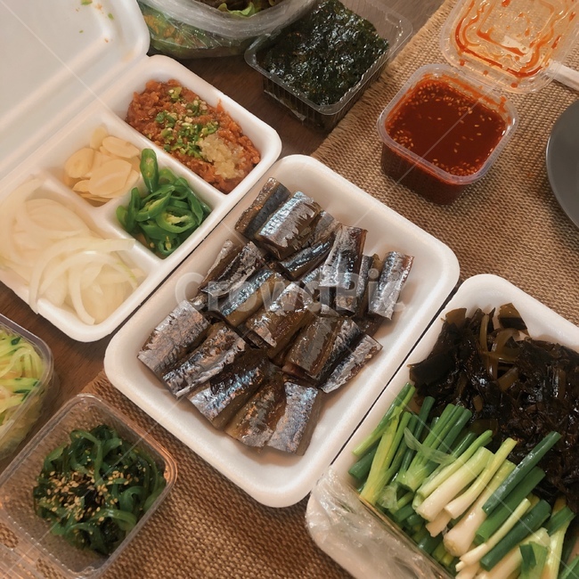 과메기,겨울음식,쪽파,마늘,야식,술안주,고추,생선