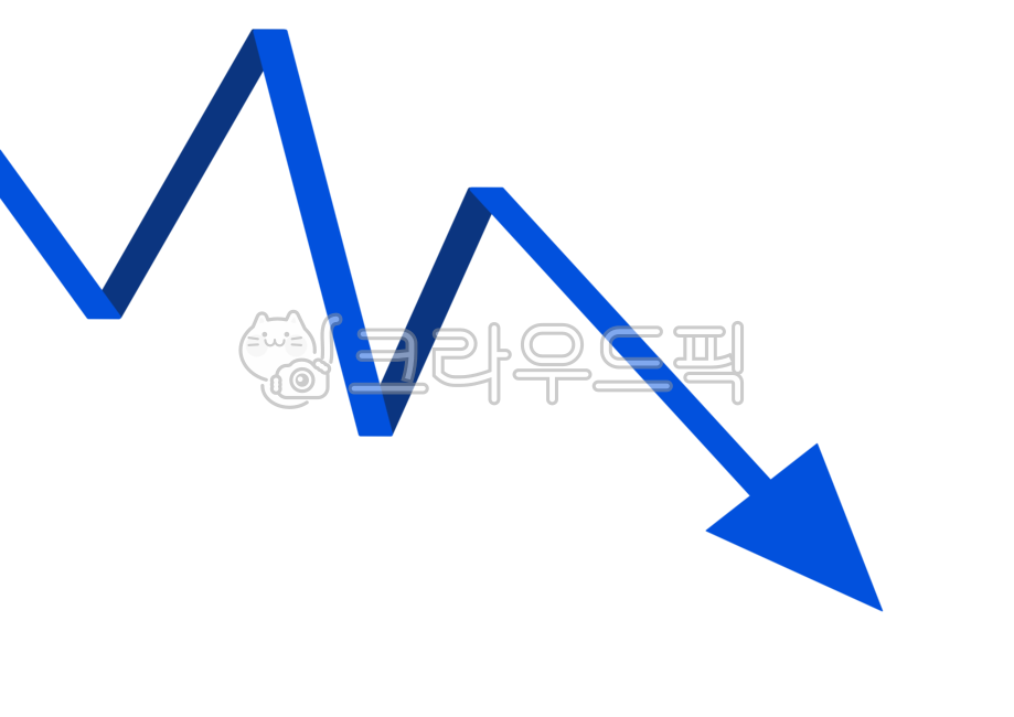 주식화살표,화살표,리본화살표,하락화살표,하락장,파란화살표,아래화살표,하락,추락