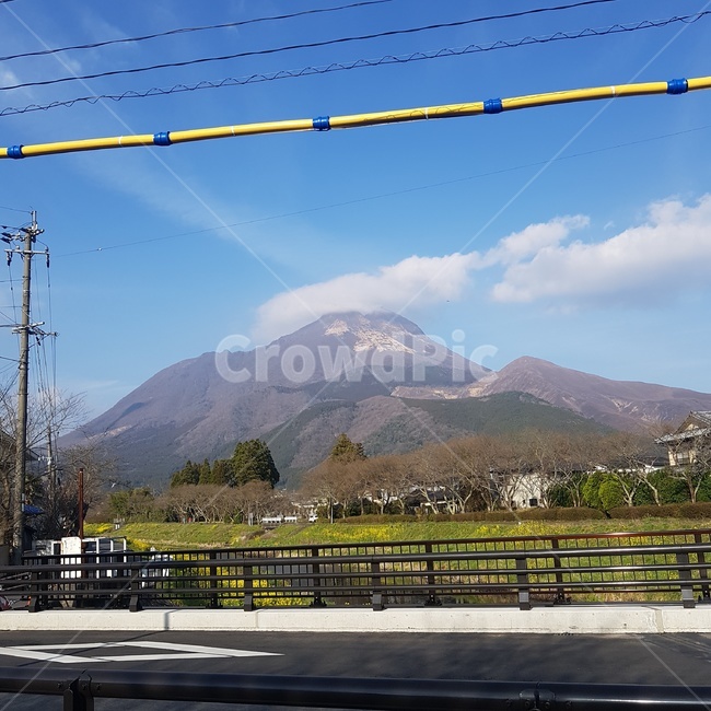 산,봄,일본,구름,꽃