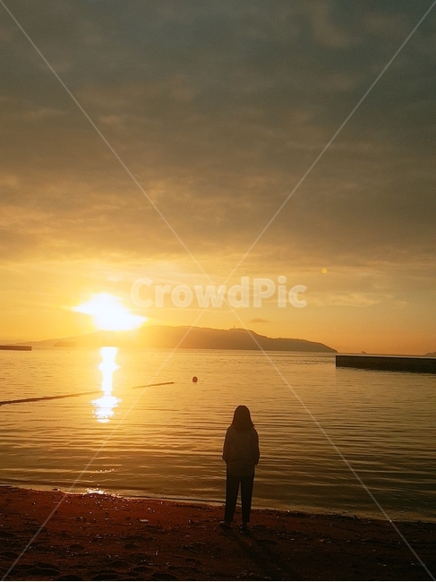 노을,바다,뒷모습,사람,sunset