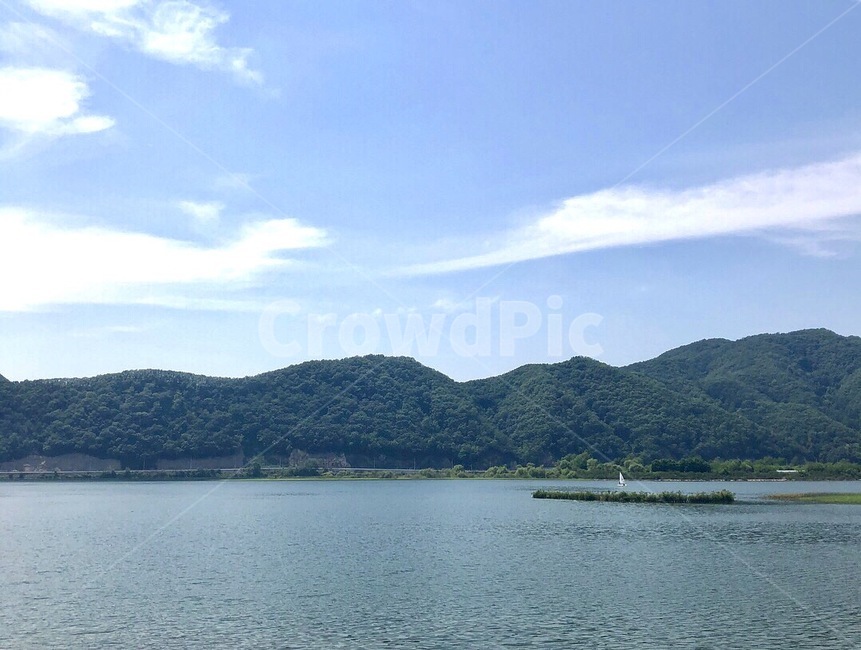 강,산,하늘,구름,자연