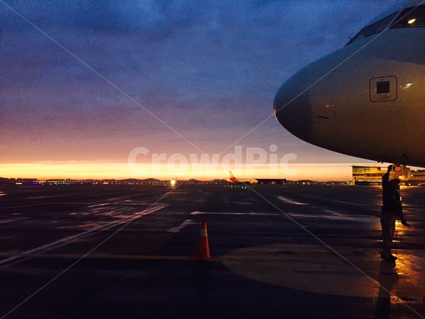 노을,sunset,일몰,공항,비행기,활주로