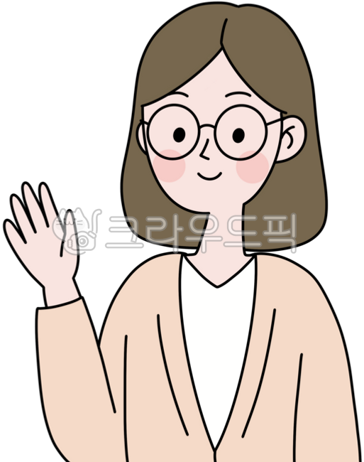 인사하는사람,손흔드는모습,안경쓴여자,단발머리여성,선생님이미지,상담사,환영
