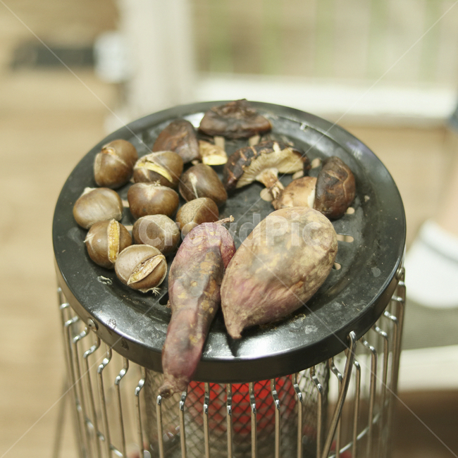난로,밤,고구마,버섯,겨울,겨울,계절,winter,season