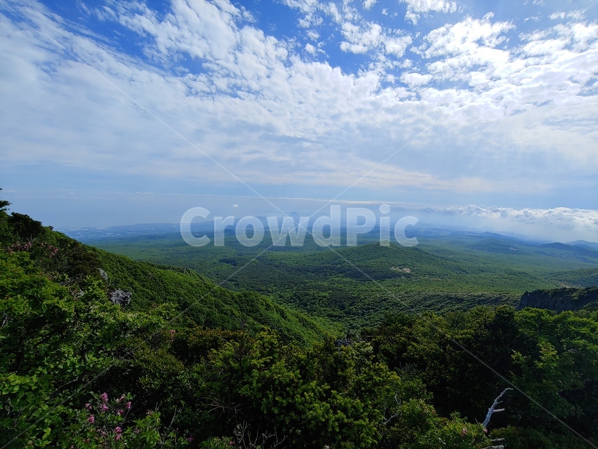 산,하늘,들판,풍경,숲,mountain,sky,clouds,green,초록,등산,한라산,구름