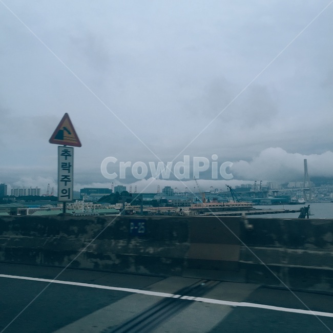 표지판,한국,부산,국내,바다,다리,교통,교통수단,traffic,transportation