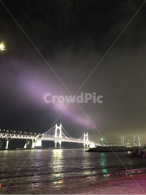 광안대교,야경,달빛,안개,밤,광안리,야경,밤,풍경,nightscape,night,landscape