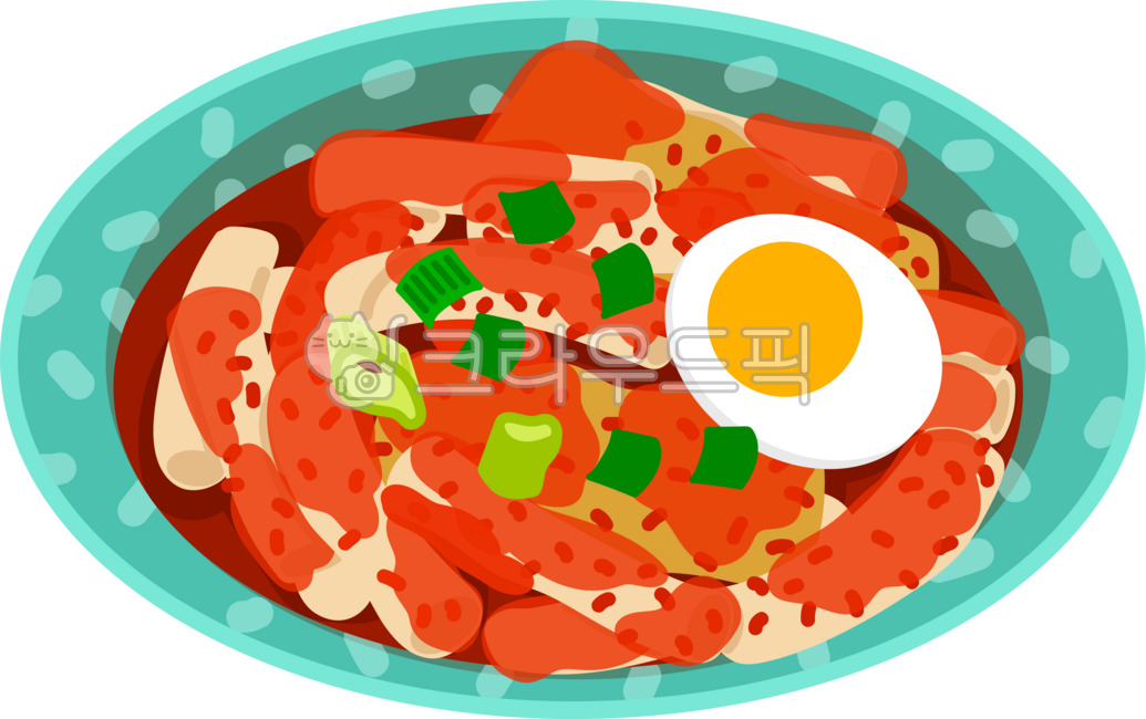 Tteokbokki,street food,snack,spicy food,Korean cuisine,Korean food,gochujang,rice cake,fish cake,boiled egg,egg,green onion,red,spicy,street food,late-night snack,popular,popular menu,menu,recipe,ingredient,delicious,graphic,illustr