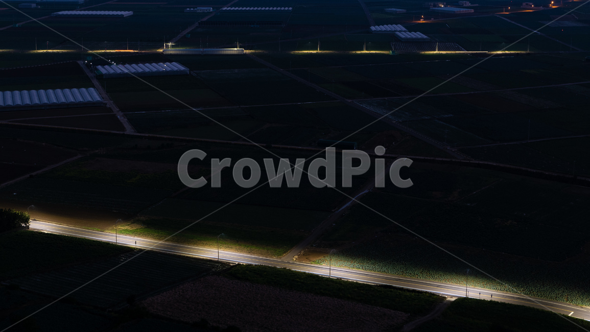 scenery,풍경,nature,자연,outdoors,옥외,landscape,경치,조감도,aerialview,가로등,도로,밤풍경,밤