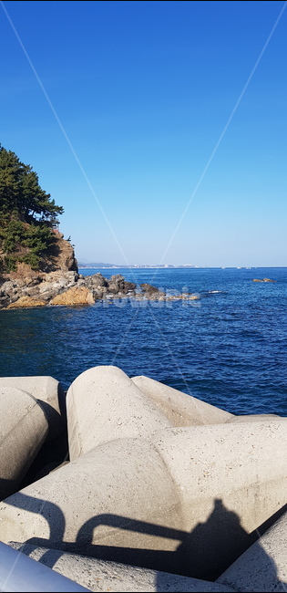 바다,방파제,자연,파랑,수평선,경관
