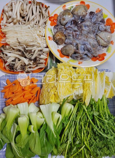 샤브샤브재료,재료,새조개,조개,해물,해산물,야채,채소,만가닥버섯,버섯,느타리버섯,팽이버섯,청경채,쑥갓,미나리,당근,배추,음식,food,seafood,seashell