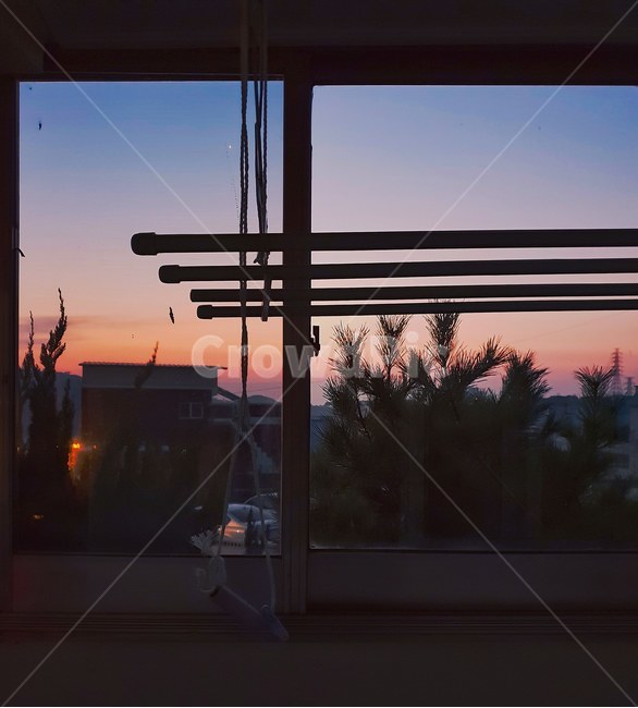 새벽하늘,일출,노을,일몰,해질녘,빨래,실루엣,그림자,silhouette,shadow