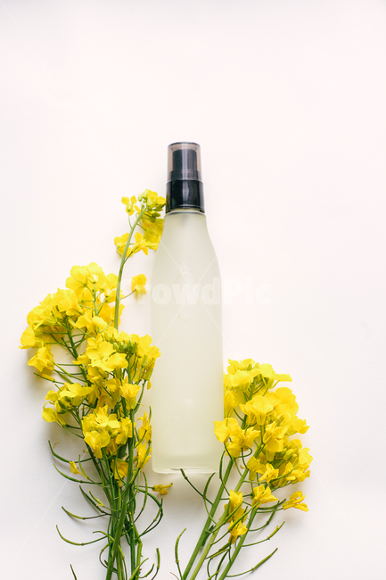 화장품,유채꽃,빈병,꽃,flower,blossom