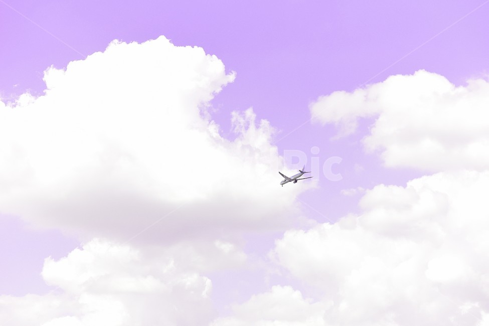 비행기,보랏빛하늘,하늘,sky,가을,감성사진,배경화면,몽환적,flying,교통,교통수단,traffic,transportation