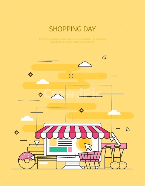 상점,가게,카트,도넛,카드,구름,쇼핑,라인,라인일러스트,쇼핑,shopping,그래픽,일러스트레이션,graphic,illustration