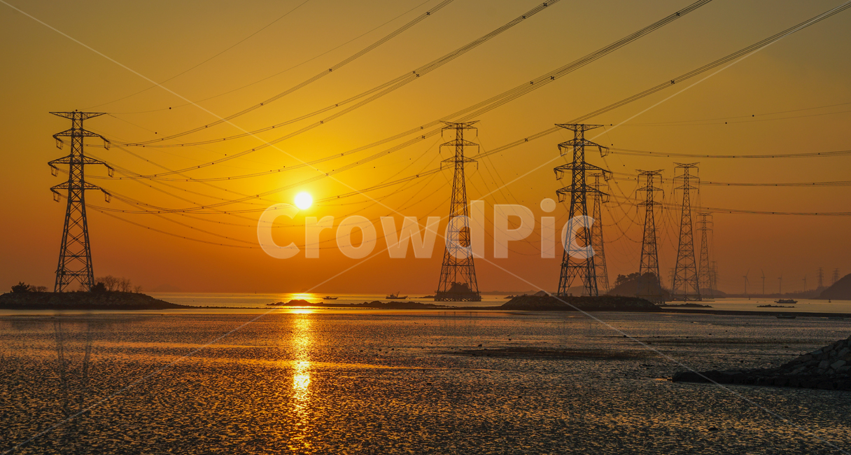 석양,해넘이,일몰,감성,노을,풍경,전주,철탑,전선,반영,산업,industry,industrial,에너지산업,energy industry
