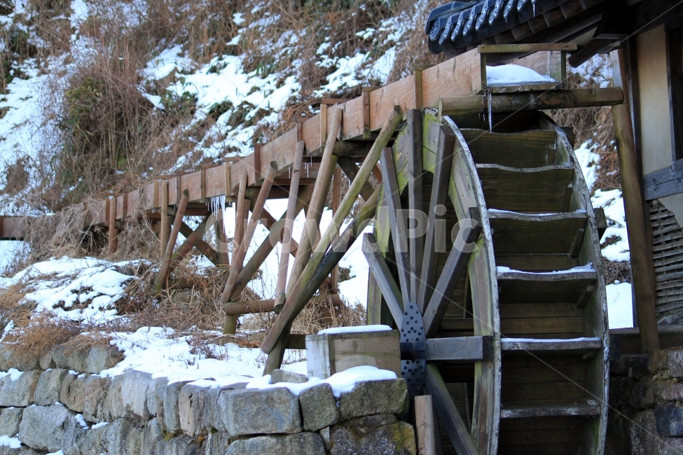 겨울,물레방아,물방아,방아,물레방앗간,겨울,계절,winter,season,한국전통,한국문화,korean traditional,korean culture