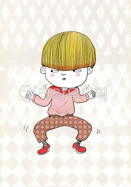 어린이,초등학생,남자아이,개다리춤,노랑머리아이,아이캐릭터,일러스트