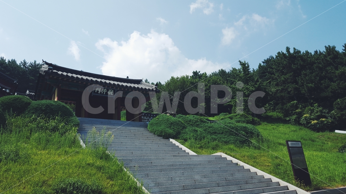 절,하늘,자연,잔디,나무,풀,지붕,계단,구름,사원,여행,유적지,한국전통,한국문화,korean traditional,korean culture,자연,풍경,nature,landscape,outdoors,옥외,flagstone,판석,garden,정원,arbour,정자
