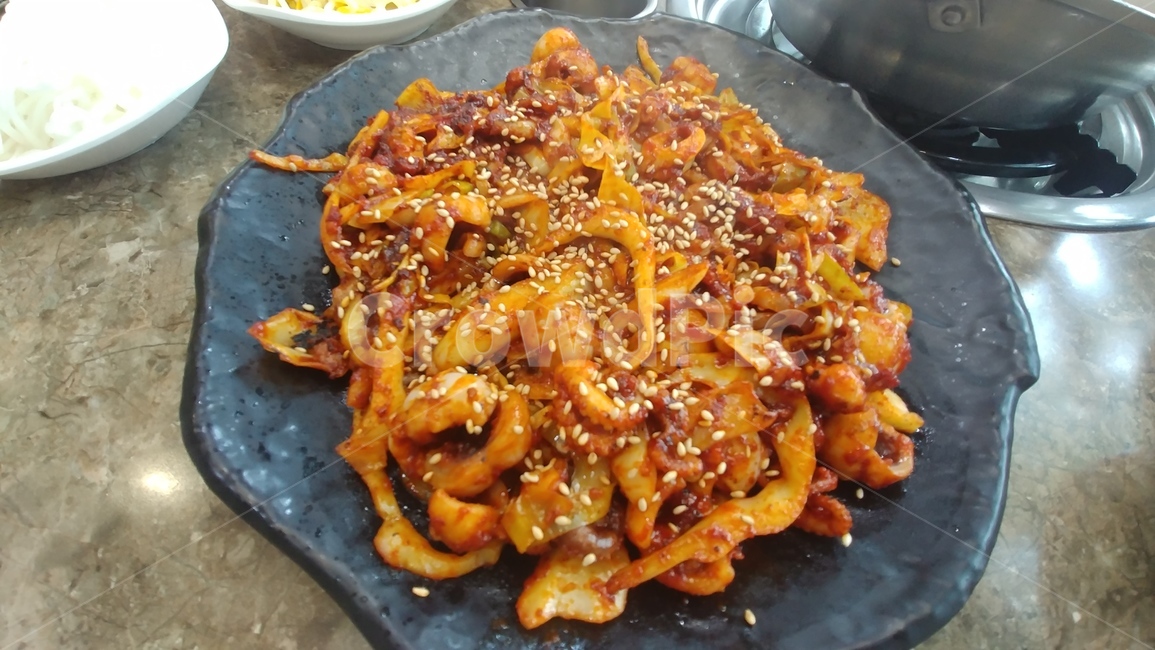 양념,음식,참깨,낙지볶음,food