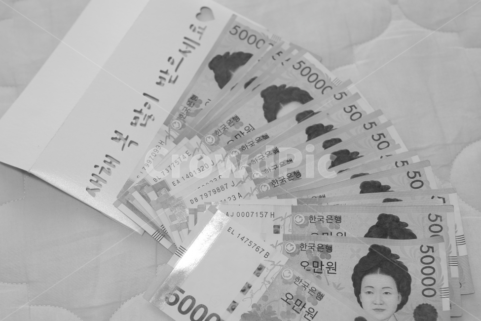 돈,부자,새배,새해,설,신정,구정,용돈,선물,지폐,흑백,모노톤,monochrome,black and white,금융,돈,finance,banking,money