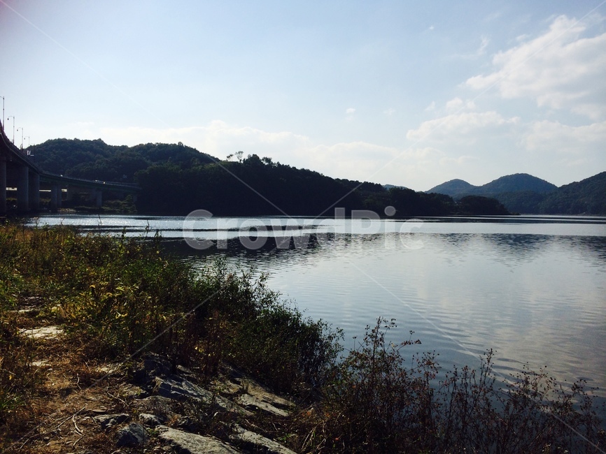 호수,강가,강,산,풍경