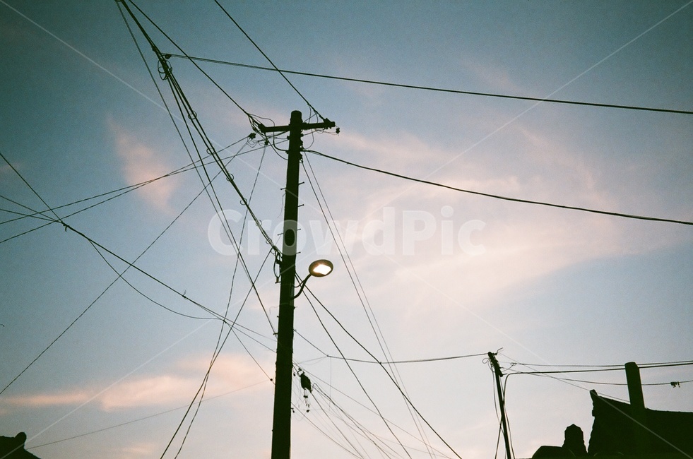 노을,필름사진,가로등,전봇대,저녁,자연,풍경,nature,landscape,utility pole,전신주,cable,케이블