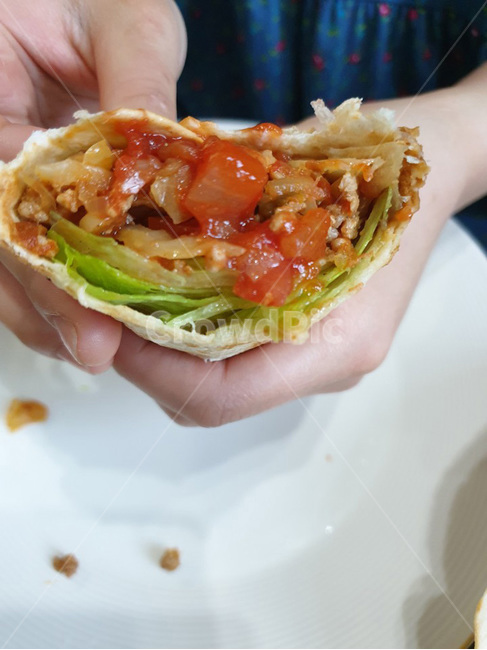 또띠아,타코,타코덮밥,요리,채소,부리또